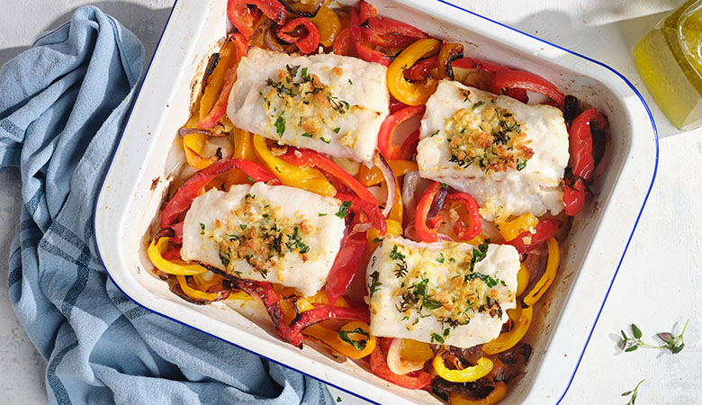 Baked Hake with Herb Crumbs